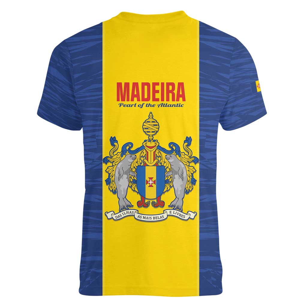Maderia Day Women V-Neck T-Shirt Pearl of the Atlantic Flag Style - Wonder Print Shop