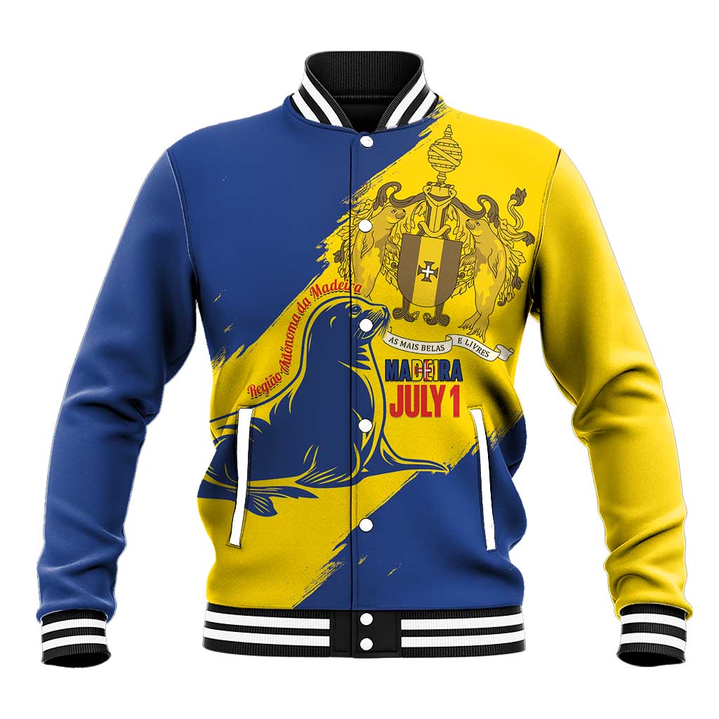 Personalised Maderia Day Baseball Jacket July 1 Monk Seal Grunge Style - Wonder Print Shop