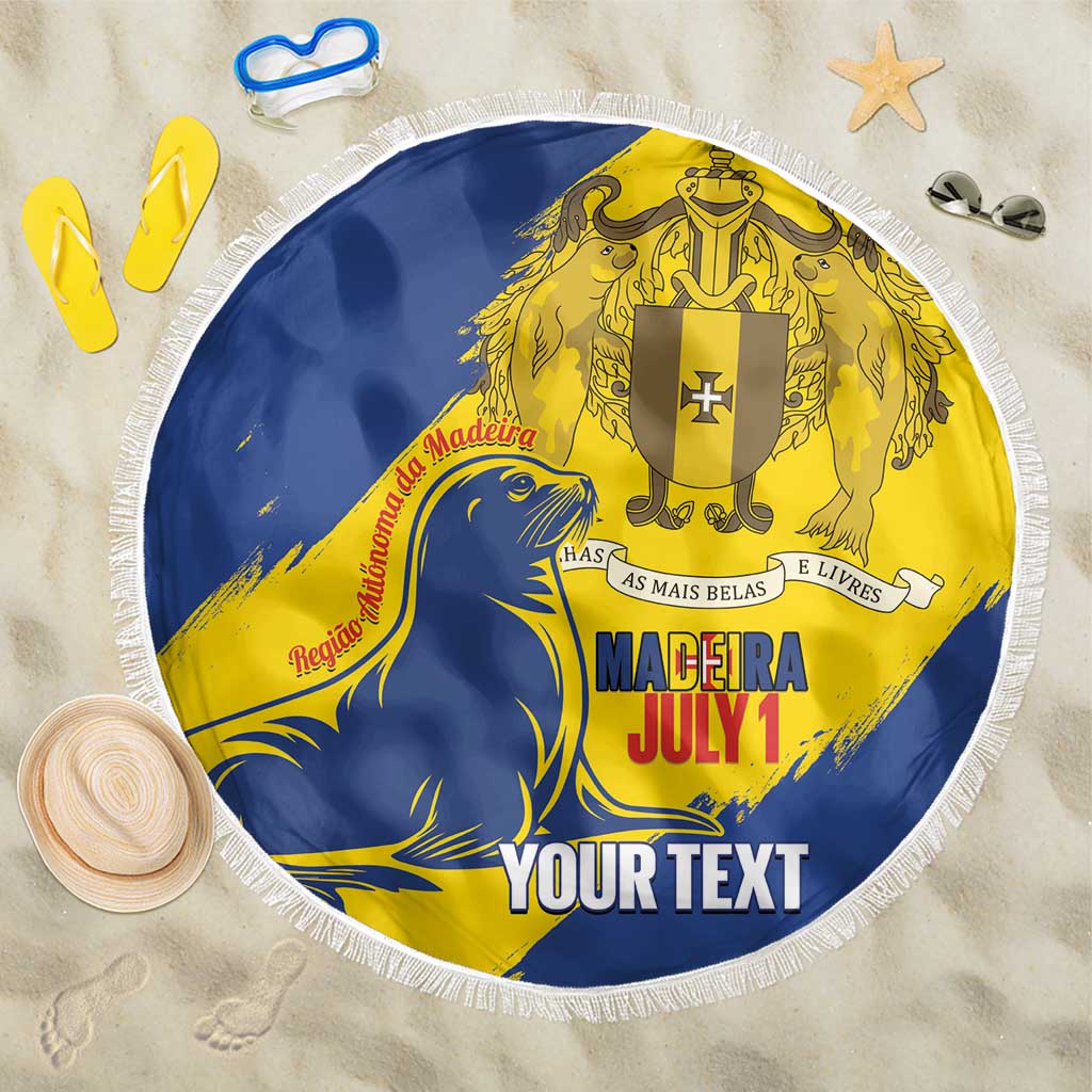 Personalised Maderia Day Beach Blanket July 1 Monk Seal Grunge Style - Wonder Print Shop