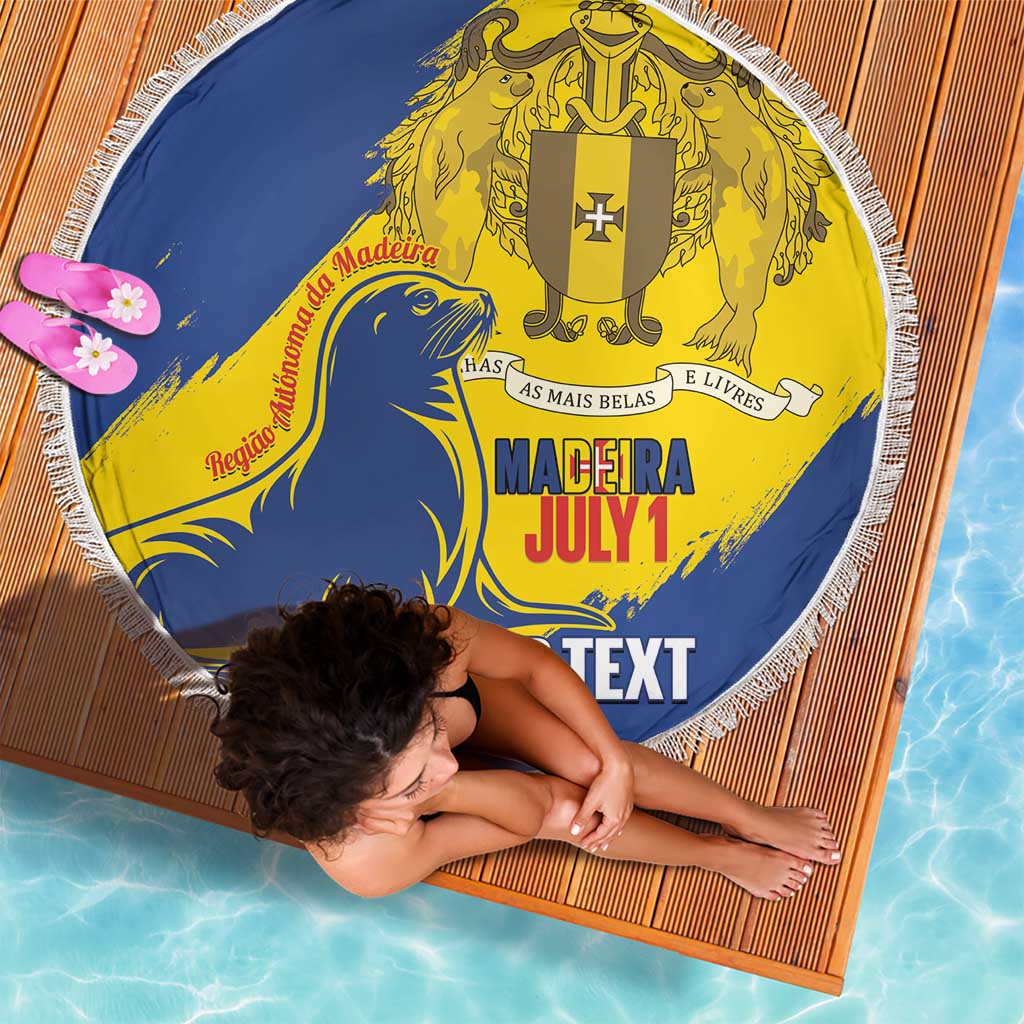 Personalised Maderia Day Beach Blanket July 1 Monk Seal Grunge Style - Wonder Print Shop