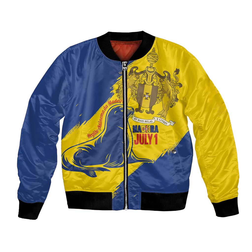 Personalised Maderia Day Bomber Jacket July 1 Monk Seal Grunge Style - Wonder Print Shop