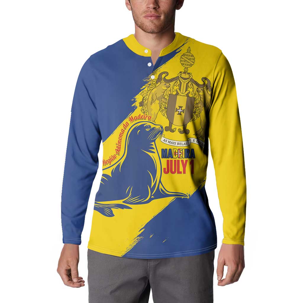 Personalised Maderia Day Button Sweatshirt July 1 Monk Seal Grunge Style - Wonder Print Shop