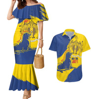 Personalised Maderia Day Couples Matching Mermaid Dress and Hawaiian Shirt July 1 Monk Seal Grunge Style - Wonder Print Shop
