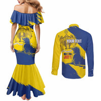 Personalised Maderia Day Couples Matching Mermaid Dress and Long Sleeve Button Shirt July 1 Monk Seal Grunge Style - Wonder Print Shop