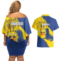 Personalised Maderia Day Couples Matching Off Shoulder Short Dress and Hawaiian Shirt July 1 Monk Seal Grunge Style - Wonder Print Shop