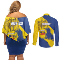 Personalised Maderia Day Couples Matching Off Shoulder Short Dress and Long Sleeve Button Shirt July 1 Monk Seal Grunge Style - Wonder Print Shop