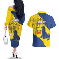 Personalised Maderia Day Couples Matching Off The Shoulder Long Sleeve Dress and Hawaiian Shirt July 1 Monk Seal Grunge Style - Wonder Print Shop