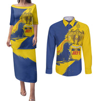 Personalised Maderia Day Couples Matching Puletasi and Long Sleeve Button Shirt July 1 Monk Seal Grunge Style - Wonder Print Shop