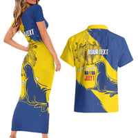 Personalised Maderia Day Couples Matching Short Sleeve Bodycon Dress and Hawaiian Shirt July 1 Monk Seal Grunge Style - Wonder Print Shop