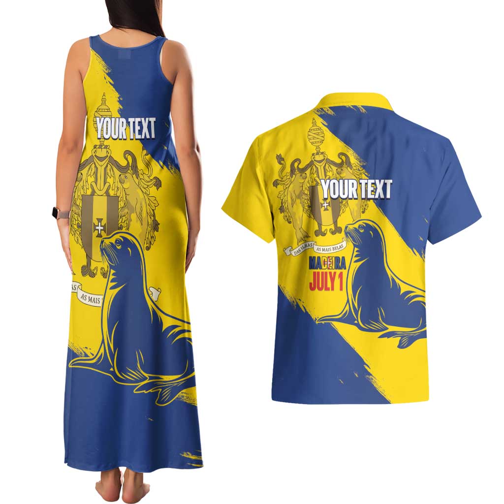 Personalised Maderia Day Couples Matching Tank Maxi Dress and Hawaiian Shirt July 1 Monk Seal Grunge Style - Wonder Print Shop