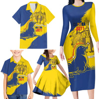 Personalised Maderia Day Family Matching Long Sleeve Bodycon Dress and Hawaiian Shirt July 1 Monk Seal Grunge Style - Wonder Print Shop