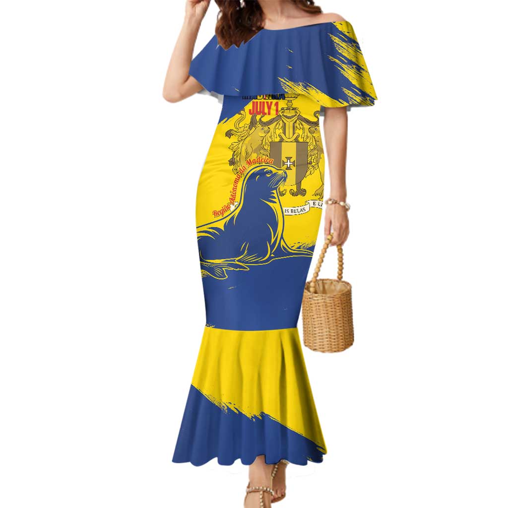Personalised Maderia Day Family Matching Mermaid Dress and Hawaiian Shirt July 1 Monk Seal Grunge Style - Wonder Print Shop