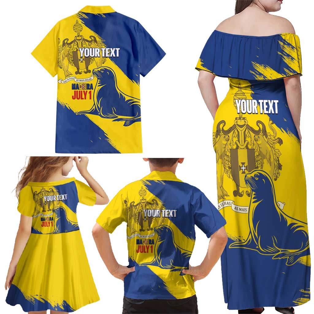 Personalised Maderia Day Family Matching Off Shoulder Maxi Dress and Hawaiian Shirt July 1 Monk Seal Grunge Style - Wonder Print Shop