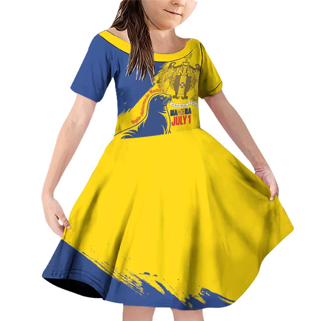 Personalised Maderia Day Family Matching Off Shoulder Short Dress and Hawaiian Shirt July 1 Monk Seal Grunge Style - Wonder Print Shop