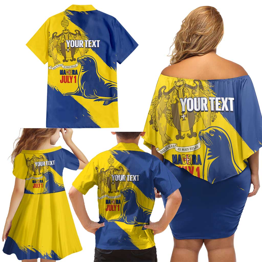 Personalised Maderia Day Family Matching Off Shoulder Short Dress and Hawaiian Shirt July 1 Monk Seal Grunge Style - Wonder Print Shop