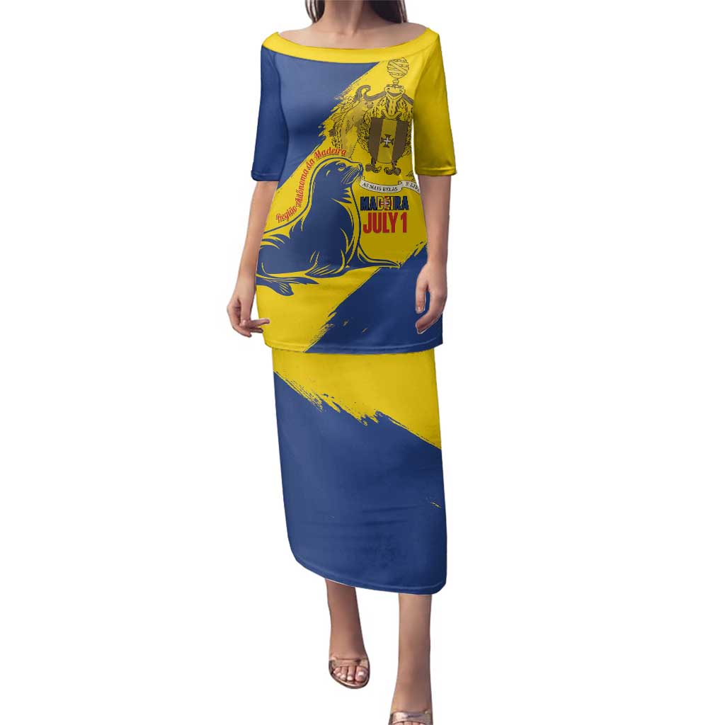 Personalised Maderia Day Family Matching Puletasi and Hawaiian Shirt July 1 Monk Seal Grunge Style - Wonder Print Shop