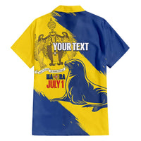 Personalised Maderia Day Family Matching Short Sleeve Bodycon Dress and Hawaiian Shirt July 1 Monk Seal Grunge Style - Wonder Print Shop