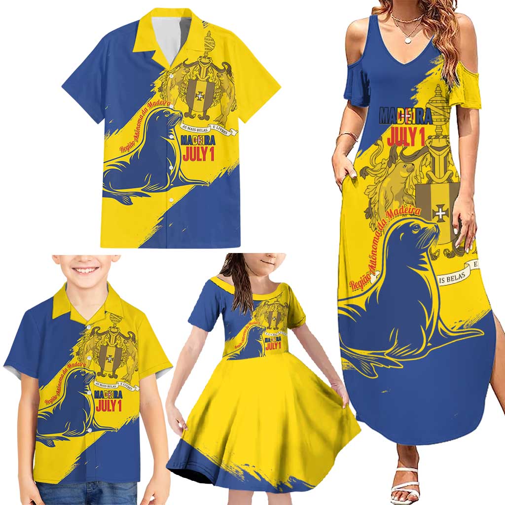 Personalised Maderia Day Family Matching Summer Maxi Dress and Hawaiian Shirt July 1 Monk Seal Grunge Style - Wonder Print Shop