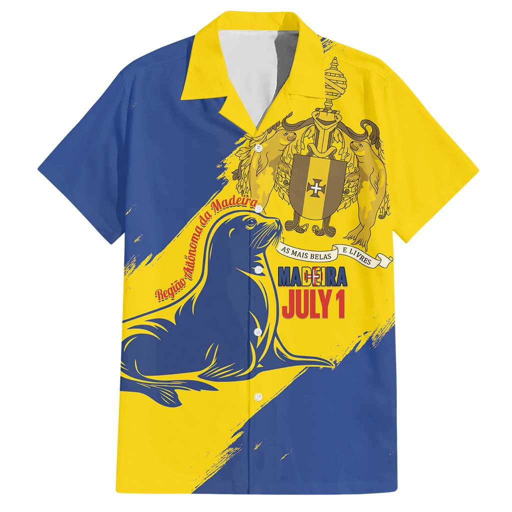 Personalised Maderia Day Hawaiian Shirt July 1 Monk Seal Grunge Style - Wonder Print Shop