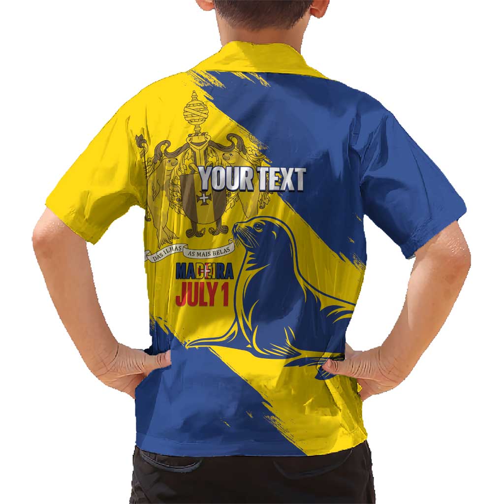 Personalised Maderia Day Kid Hawaiian Shirt July 1 Monk Seal Grunge Style - Wonder Print Shop