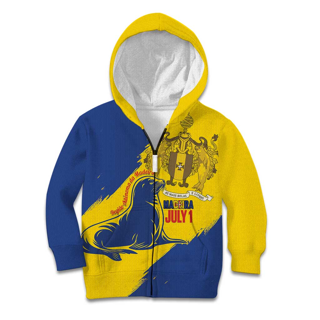 Personalised Maderia Day Kid Hoodie July 1 Monk Seal Grunge Style - Wonder Print Shop