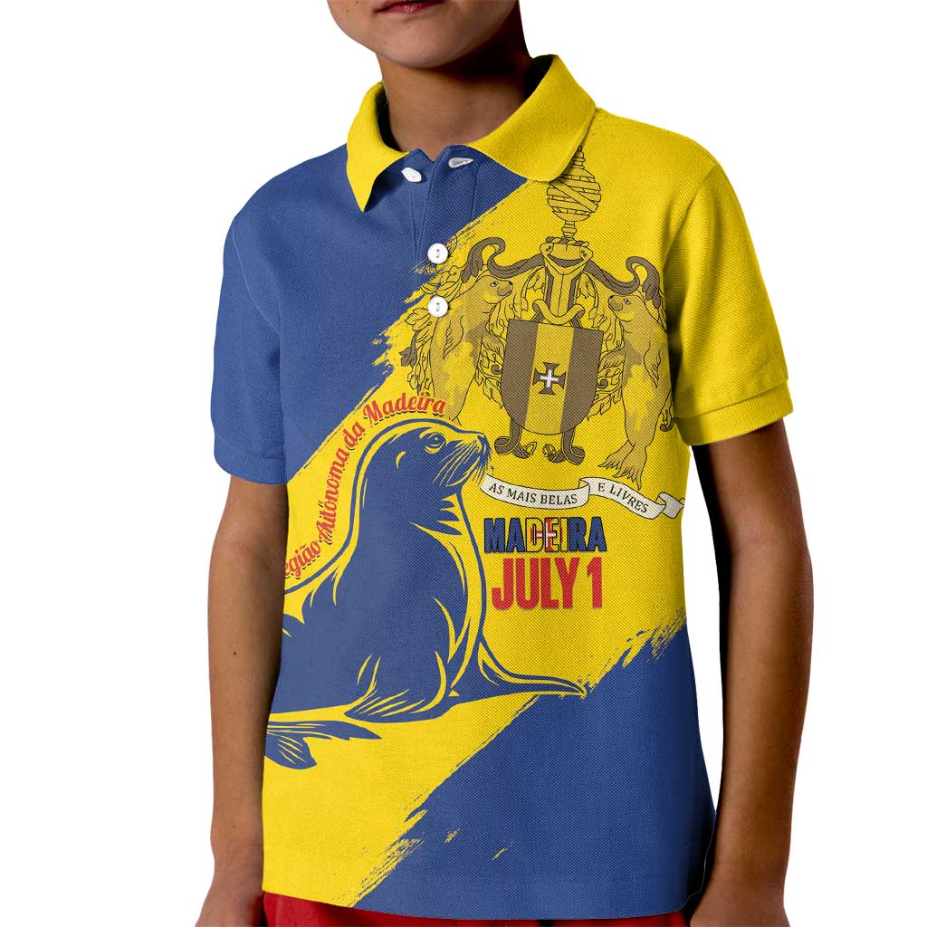 Personalised Maderia Day Kid Polo Shirt July 1 Monk Seal Grunge Style - Wonder Print Shop