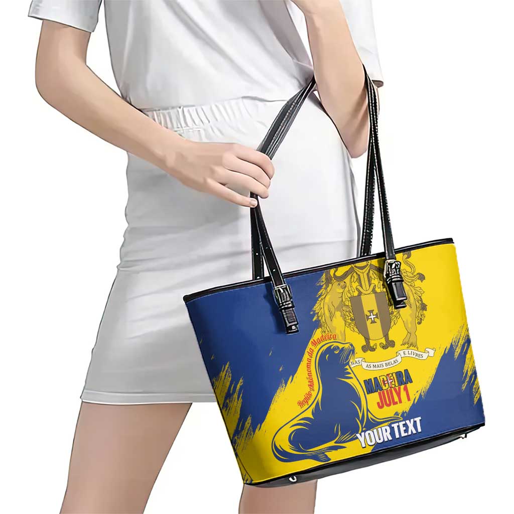 Personalised Maderia Day Leather Tote Bag July 1 Monk Seal Grunge Style - Wonder Print Shop