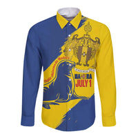 Personalised Maderia Day Long Sleeve Button Shirt July 1 Monk Seal Grunge Style - Wonder Print Shop