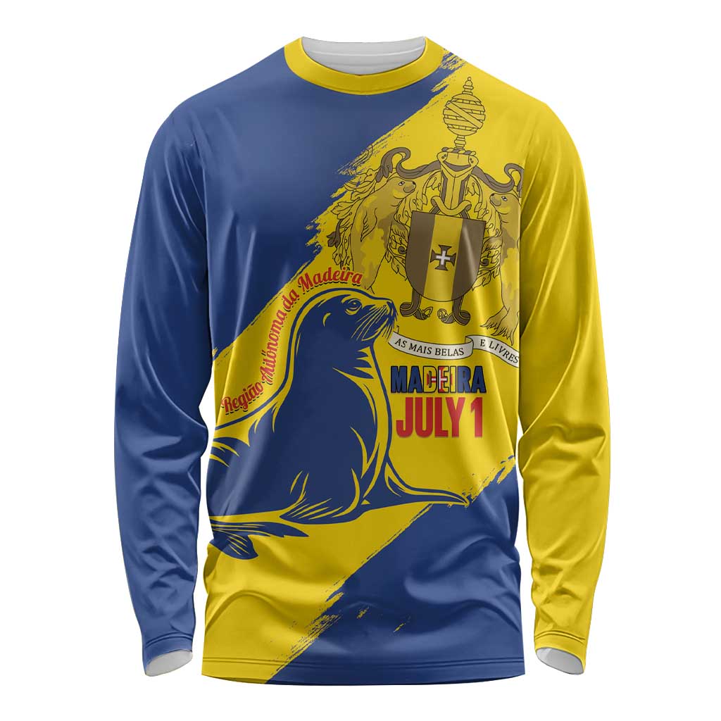 Personalised Maderia Day Long Sleeve Shirt July 1 Monk Seal Grunge Style - Wonder Print Shop