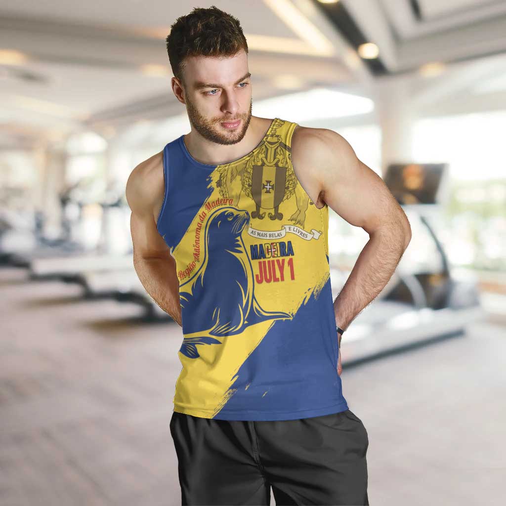 Personalised Maderia Day Men Tank Top July 1 Monk Seal Grunge Style - Wonder Print Shop