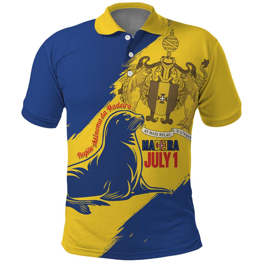 Personalised Maderia Day Polo Shirt July 1 Monk Seal Grunge Style - Wonder Print Shop