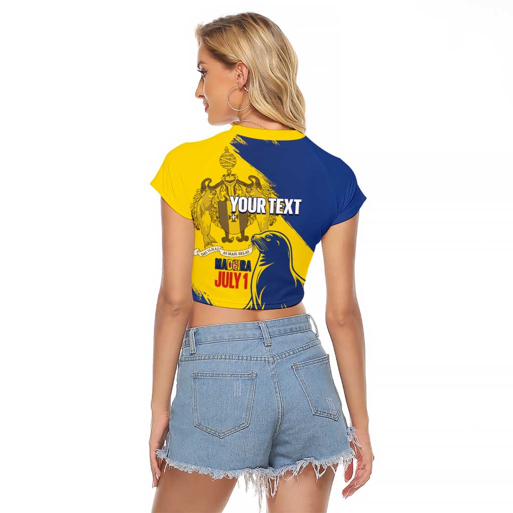 Personalised Maderia Day Raglan Cropped T Shirt July 1 Monk Seal Grunge Style - Wonder Print Shop