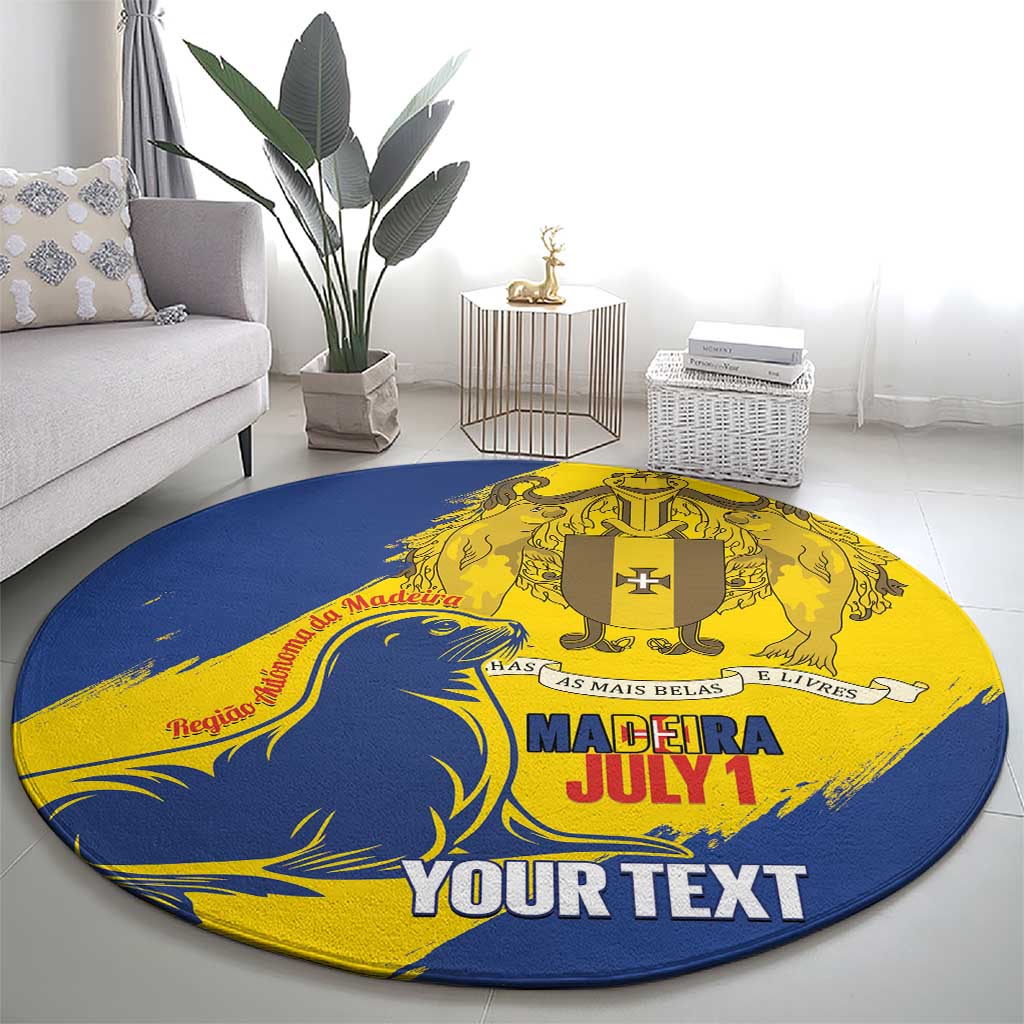 Personalised Maderia Day Round Carpet July 1 Monk Seal Grunge Style - Wonder Print Shop