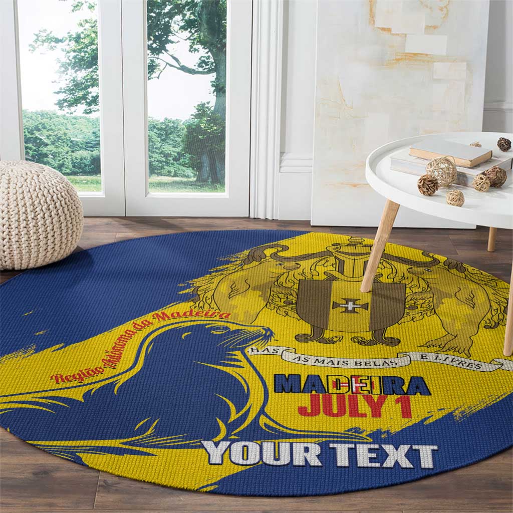Personalised Maderia Day Round Carpet July 1 Monk Seal Grunge Style - Wonder Print Shop