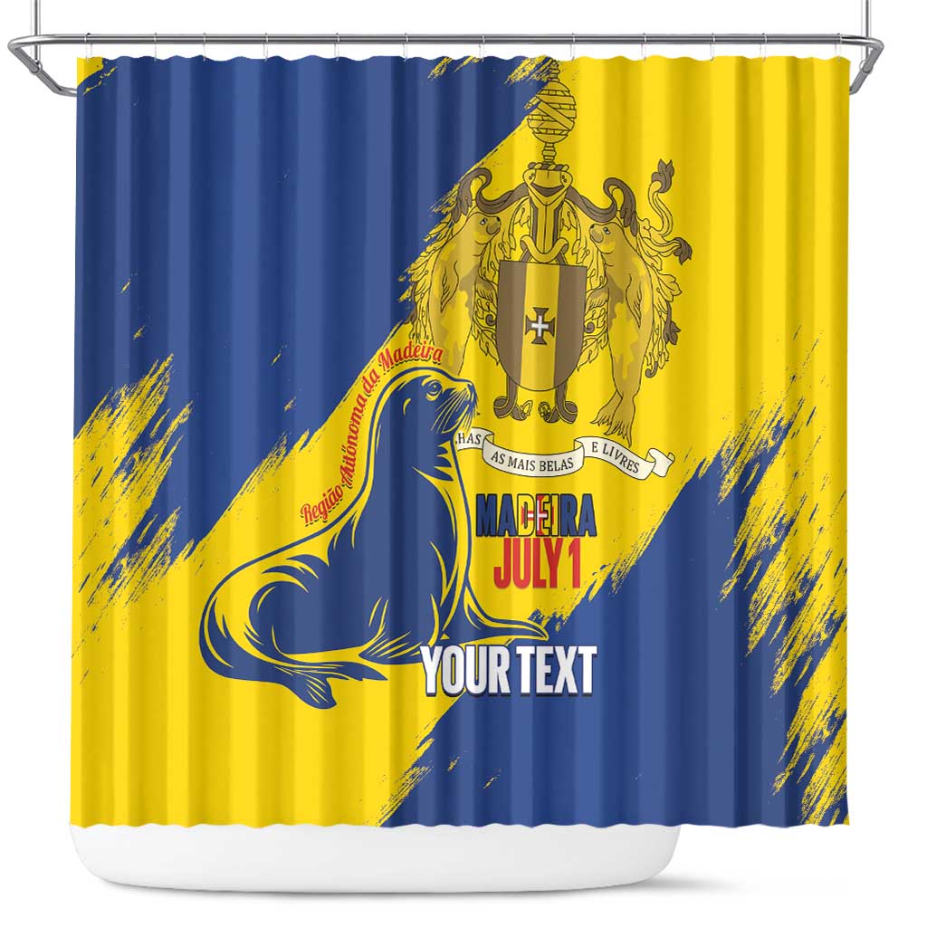 Personalised Maderia Day Shower Curtain July 1 Monk Seal Grunge Style - Wonder Print Shop