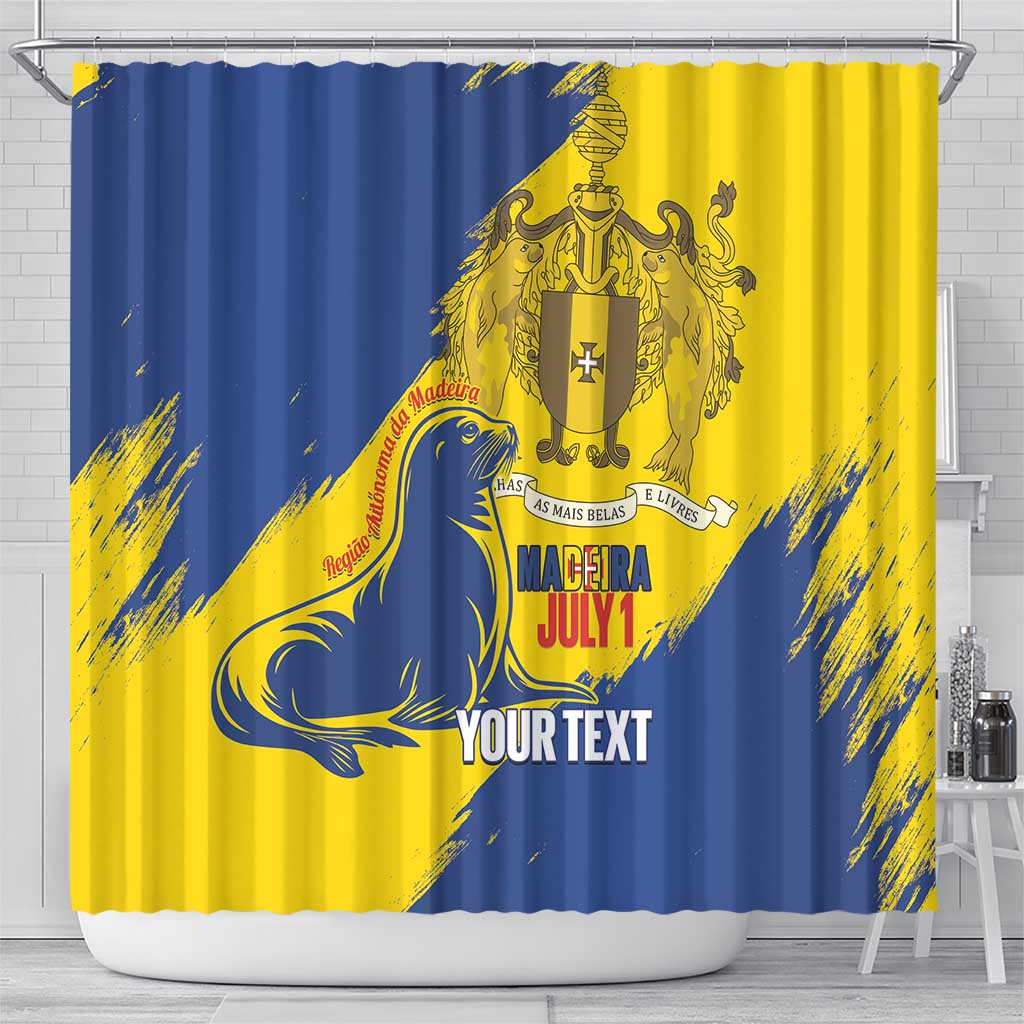 Personalised Maderia Day Shower Curtain July 1 Monk Seal Grunge Style - Wonder Print Shop