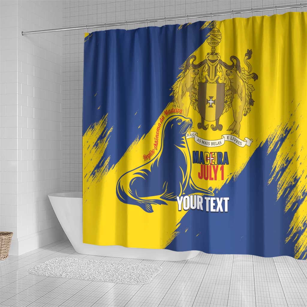 Personalised Maderia Day Shower Curtain July 1 Monk Seal Grunge Style - Wonder Print Shop