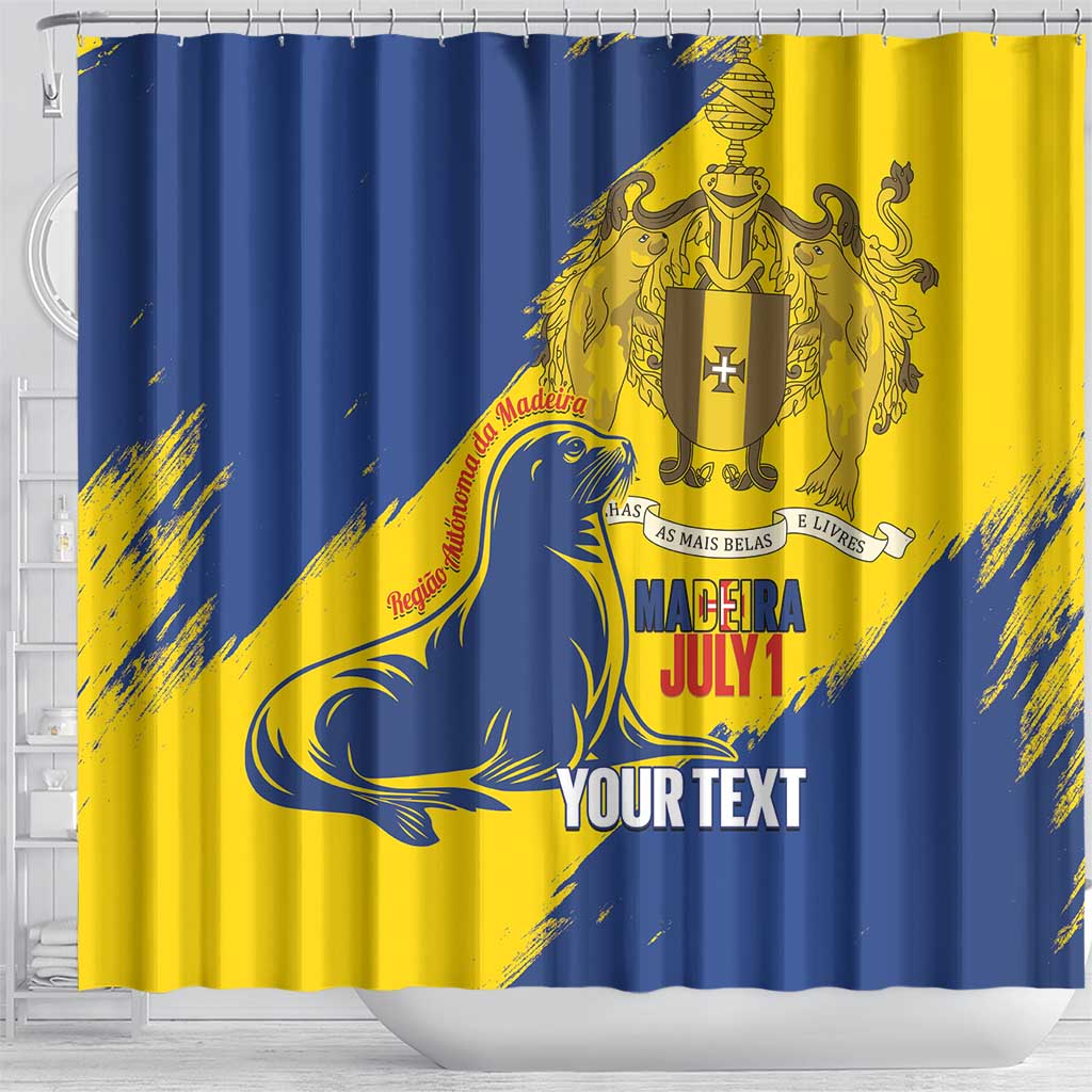 Personalised Maderia Day Shower Curtain July 1 Monk Seal Grunge Style - Wonder Print Shop