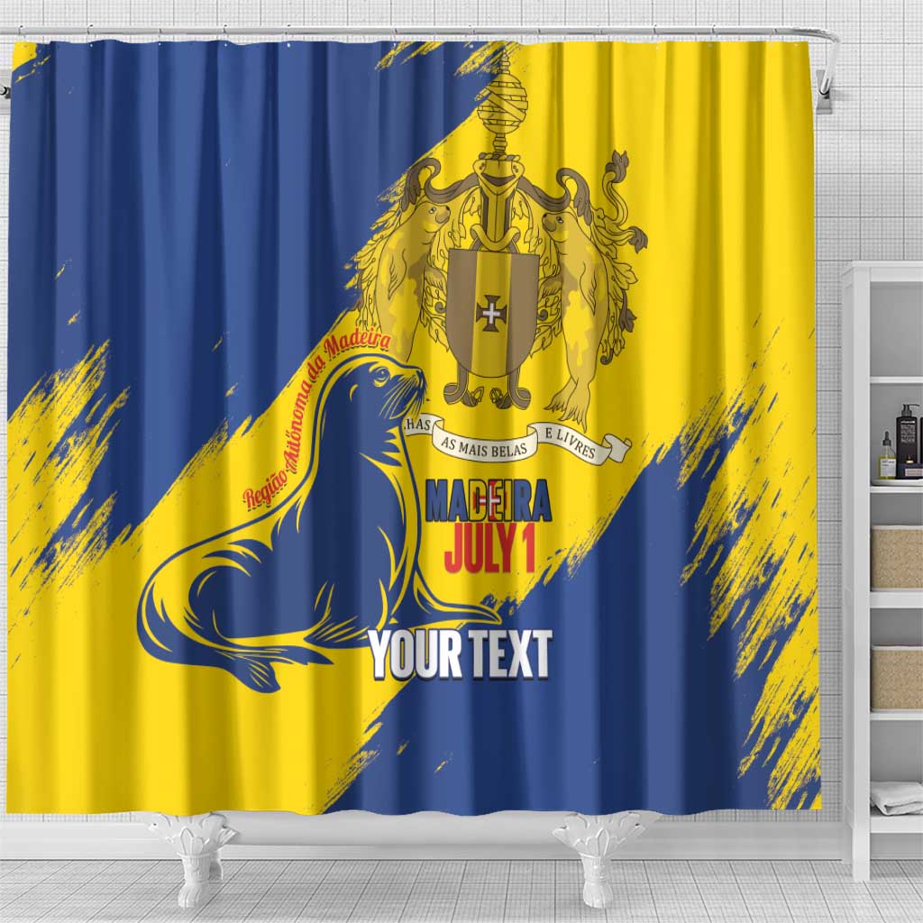 Personalised Maderia Day Shower Curtain July 1 Monk Seal Grunge Style - Wonder Print Shop