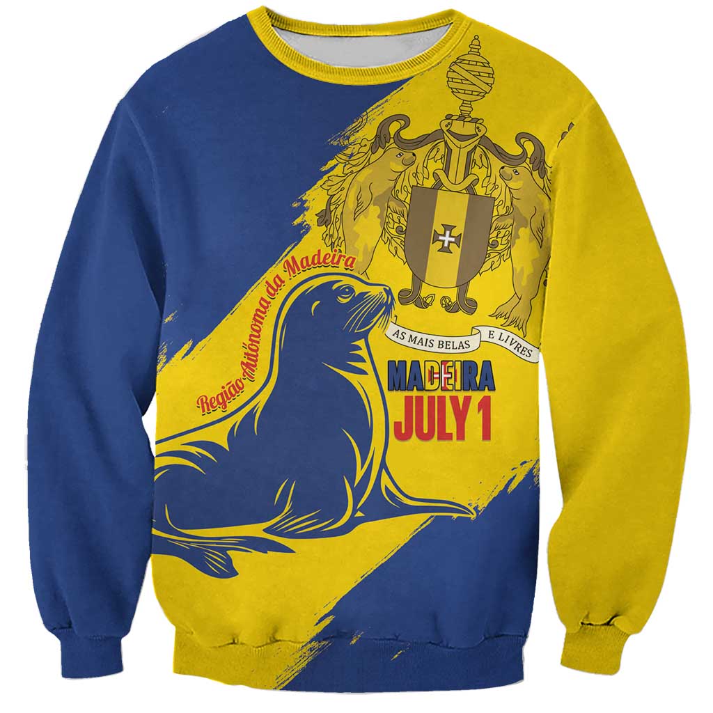 Personalised Maderia Day Sweatshirt July 1 Monk Seal Grunge Style - Wonder Print Shop