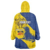 Personalised Maderia Day Wearable Blanket Hoodie July 1 Monk Seal Grunge Style - Wonder Print Shop