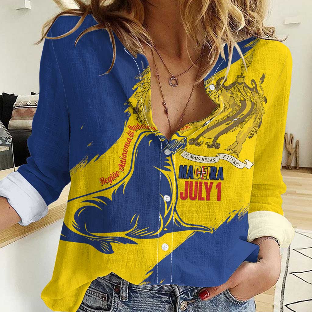 Personalised Maderia Day Women Casual Shirt July 1 Monk Seal Grunge Style - Wonder Print Shop