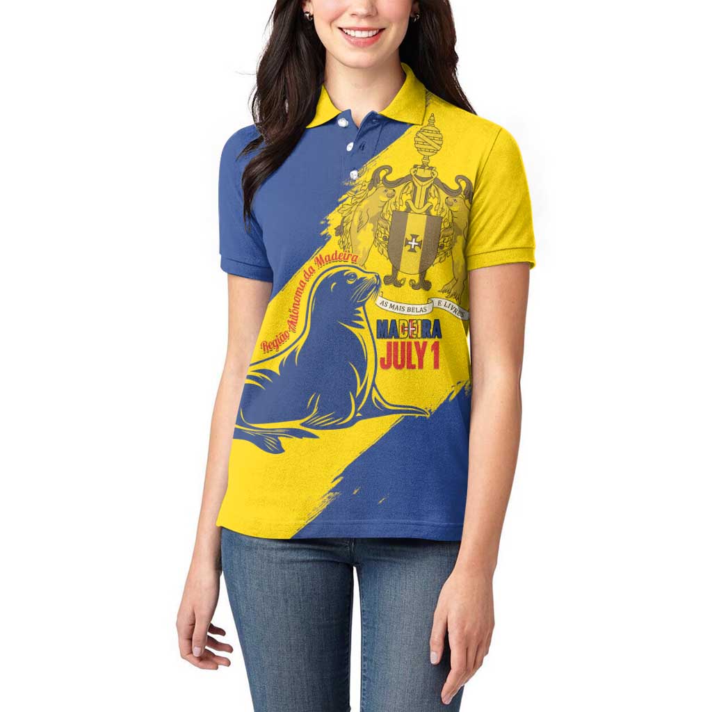 Personalised Maderia Day Women Polo Shirt July 1 Monk Seal Grunge Style - Wonder Print Shop