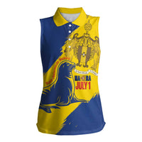 Personalised Maderia Day Women Sleeveless Polo Shirt July 1 Monk Seal Grunge Style - Wonder Print Shop