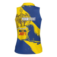 Personalised Maderia Day Women Sleeveless Polo Shirt July 1 Monk Seal Grunge Style - Wonder Print Shop