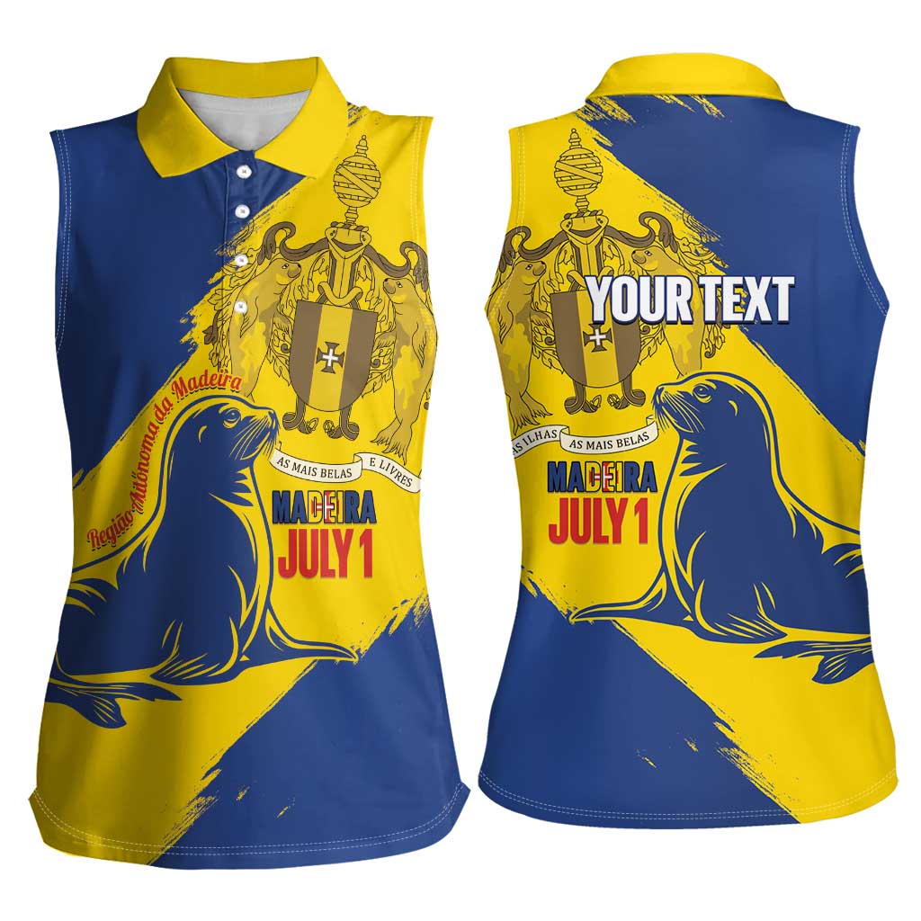 Personalised Maderia Day Women Sleeveless Polo Shirt July 1 Monk Seal Grunge Style - Wonder Print Shop