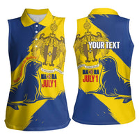 Personalised Maderia Day Women Sleeveless Polo Shirt July 1 Monk Seal Grunge Style - Wonder Print Shop