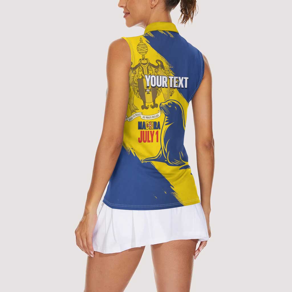 Personalised Maderia Day Women Sleeveless Polo Shirt July 1 Monk Seal Grunge Style - Wonder Print Shop