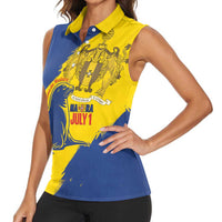 Personalised Maderia Day Women Sleeveless Polo Shirt July 1 Monk Seal Grunge Style - Wonder Print Shop