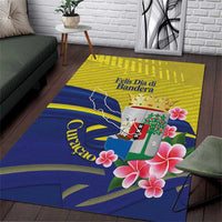 Curacao Flag Day Area Rug Felis Dia di Bandera Pink Plumeria - Wonder Print Shop